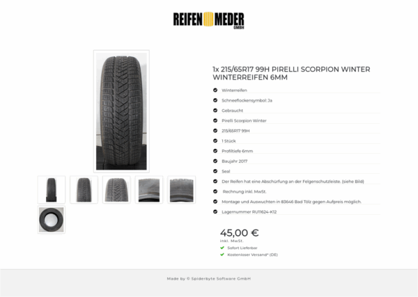 1x 215/65R17 99H PIRELLI SCORPION WINTER WINTERREIFEN 6MM #1XHG – Bild 7