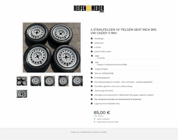 4 STAHLFELGEN 14" FELGEN SEAT INCA 9KS VW CADDY II 9KV  #1ZVJ – Bild 7