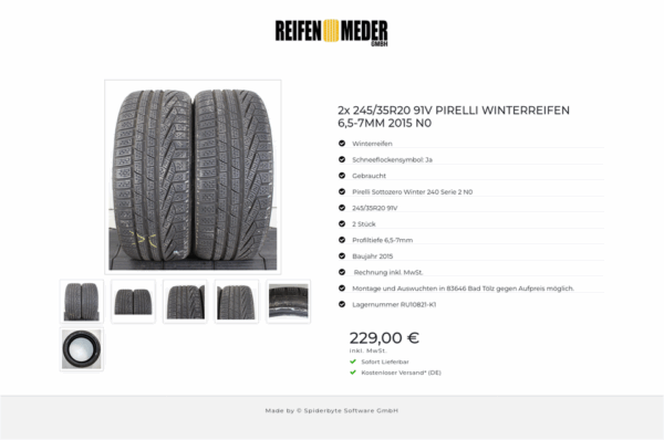 2x 245/35R20 91V PIRELLI WINTERREIFEN 6,5-7MM 2015 N0 #1SHU – Bild 7