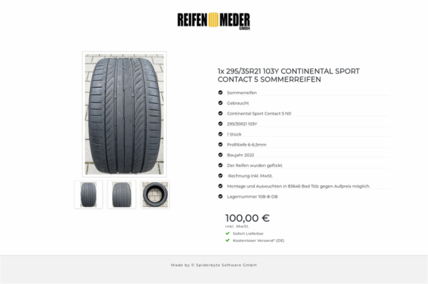 1x 295/35R21 103Y CONTINENTAL SPORT CONTACT 5 SOMMERREIFEN #16BN – Bild 4