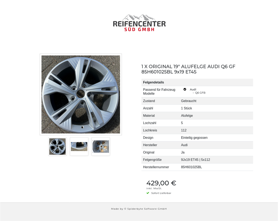 1 X ORIGINAL 19" ALUFELGE AUDI Q6 GF 85H601025BL 9x19 ET45 #1X0M – Bild 4