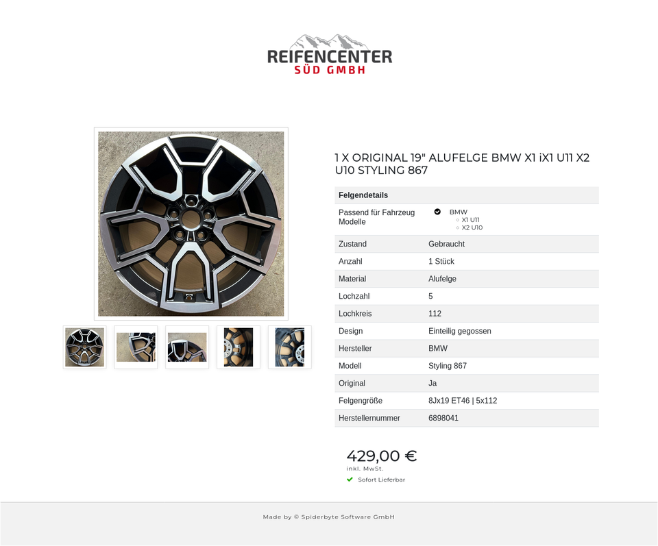 1 X ORIGINAL 19" ALUFELGE BMW X1 iX1 U11 X2 U10 STYLING 867 #1V0V – Bild 6