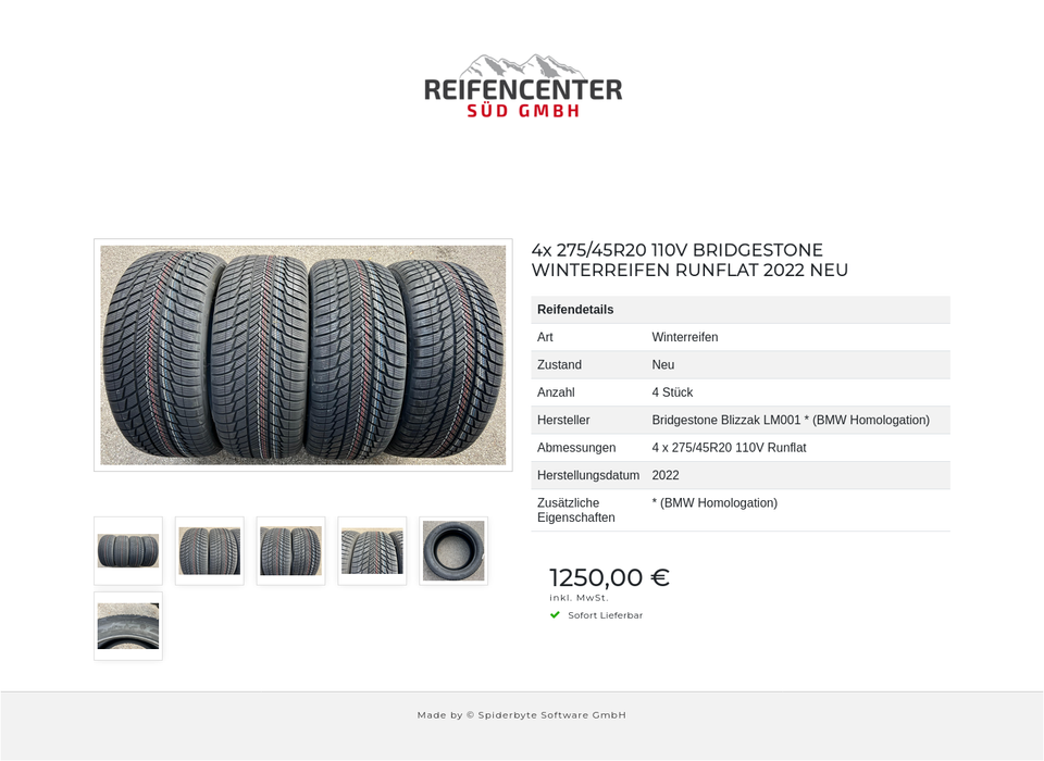 4x 275/45R20 110V BRIDGESTONE WINTERREIFEN RUNFLAT 2022 NEU #1P8H – Bild 7