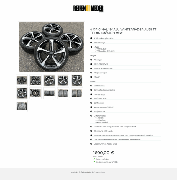4 ORIGINAL 19" ALU WINTERRÄDER AUDI TT TTS 8S 245/35R19 93W #1K4A – Bild 12