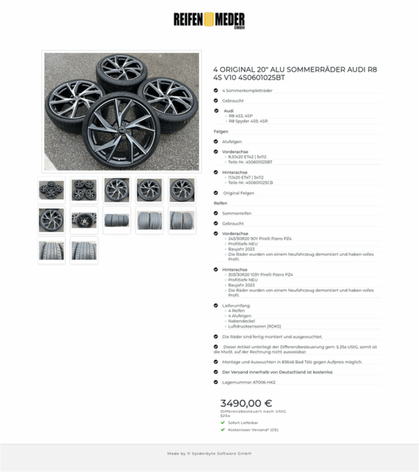 4 ORIGINAL 20" ALU SOMMERRÄDER AUDI R8 4S V10 4S0601025BT #1E0P – Bild 13
