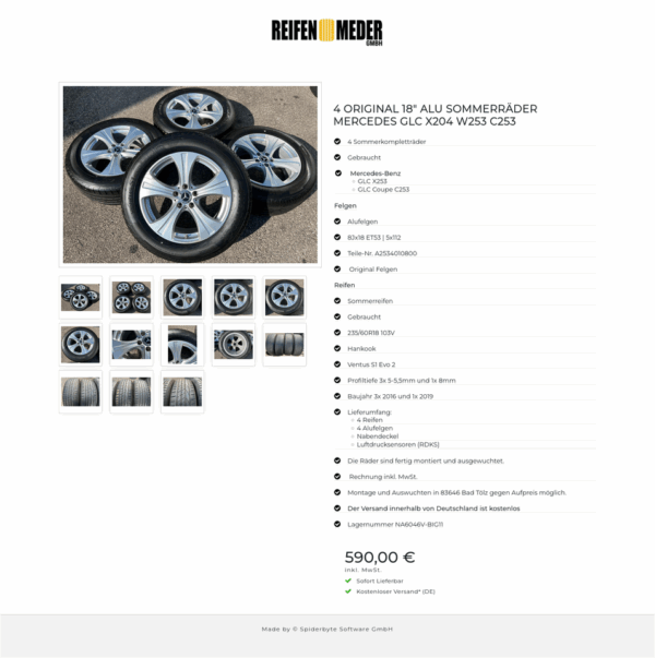 4 ORIGINAL 18" ALU SOMMERRÄDER MERCEDES GLC X204 W253 C253 #17TD – Bild 14