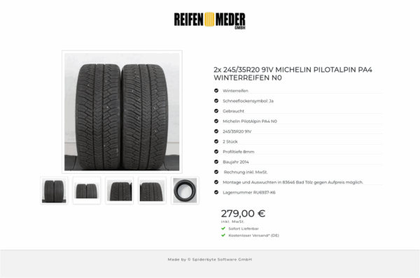 2x 245/35R20 91V MICHELIN PILOTALPIN PA4 WINTERREIFEN N0 #1BBH – Bild 6