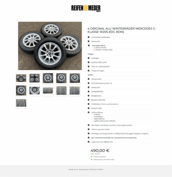 4 ORIGINAL ALU WINTERRÄDER MERCEDES C-KLASSE W205 RDC RDKS  #1QOL – Bild 12