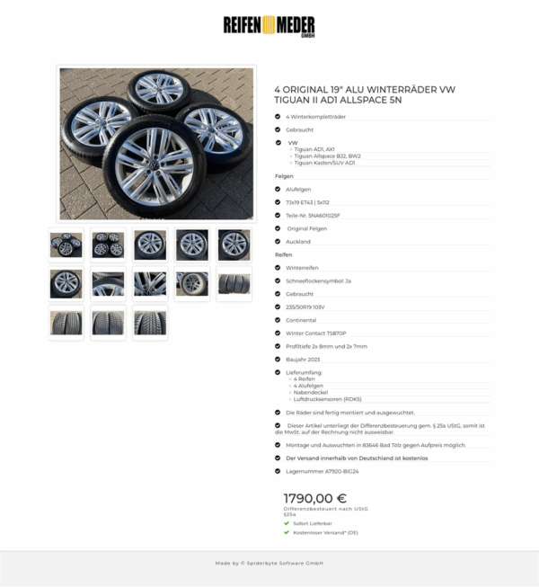 4 ORIGINAL 19" ALU WINTERRÄDER VW TIGUAN II AD1 ALLSPACE 5N #1TPF – Bild 14