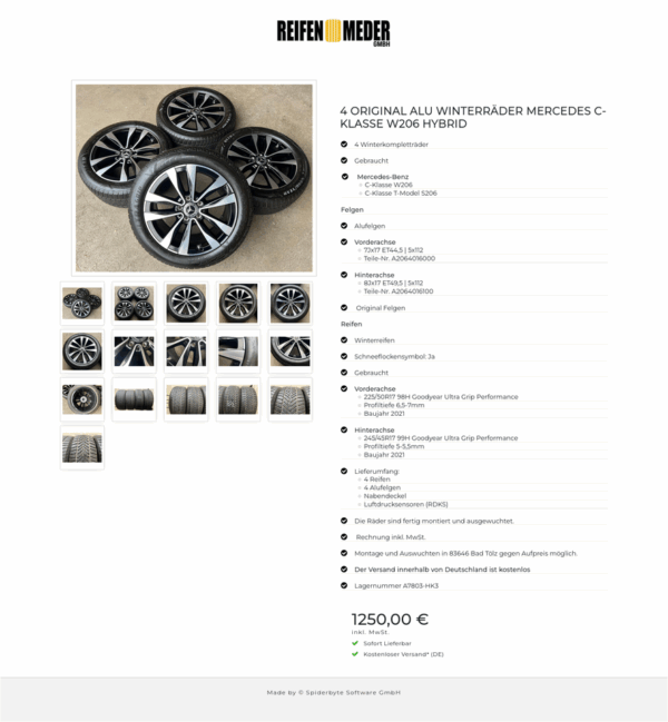 4 ORIGINAL ALU WINTERRÄDER MERCEDES C-KLASSE W206 HYBRID #1UTY – Bild 17