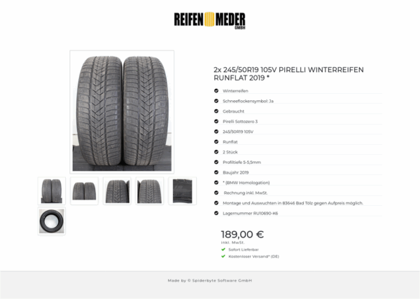 2x 245/50R19 105V PIRELLI WINTERREIFEN RUNFLAT 2019 * #1RGC – Bild 7
