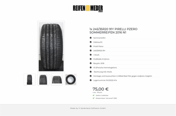 1x 245/35R20 91Y PIRELLI PZERO SOMMERREIFEN 2016 N1 #1P7G – Bild 5