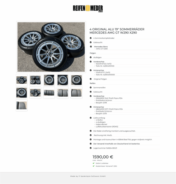 4 ORIGINAL ALU 19" SOMMERRÄDER MERCEDES AMG GT W290 X290 #101C – Bild 12