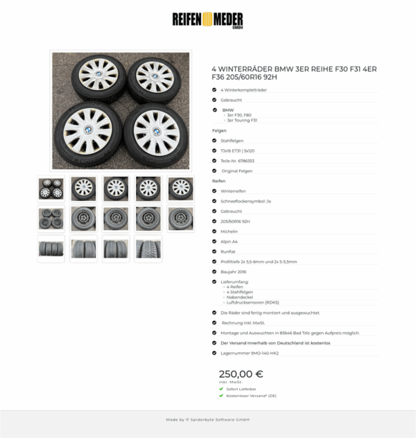 4 WINTERRÄDER BMW 3ER REIHE F30 F31 4ER F36 205/60R16 92H #1DXB – Bild 15