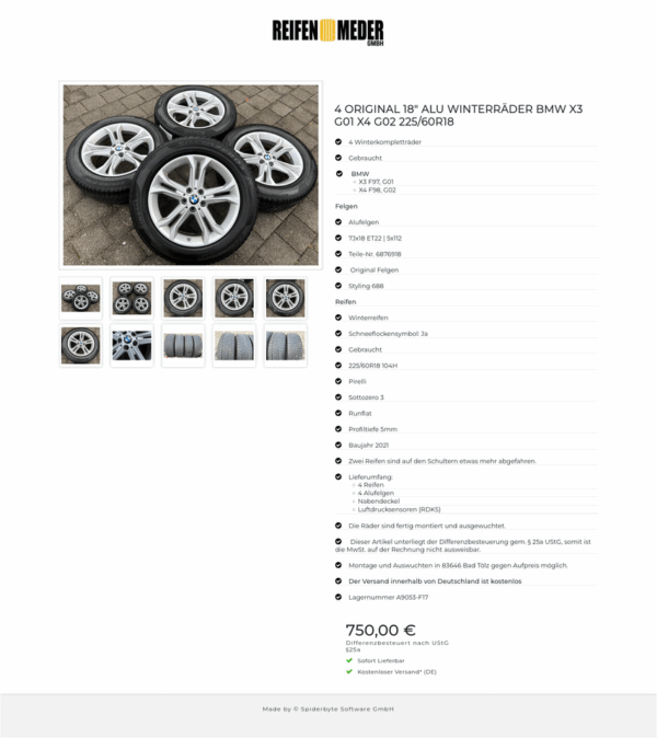4 ORIGINAL 18" ALU WINTERRÄDER BMW X3 G01 X4 G02 225/60R18  #1O2R – Bild 11