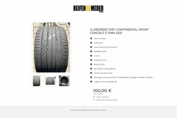 1x 295/35R21 103Y CONTINENTAL SPORT CONTACT 5 7MM 2021 #4114 – Bild 4