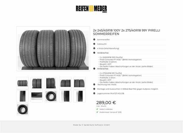 2x 245/45R18 100Y 2x 275/40R18 99Y PIRELLI SOMMERREIFEN #144C – Bild 12