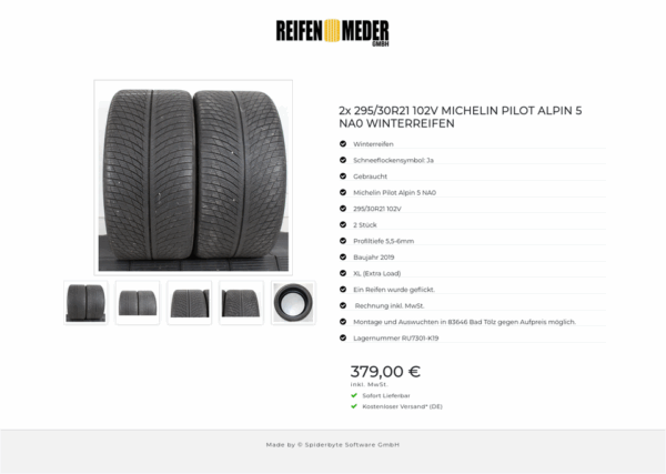 2x 295/30R21 102V MICHELIN PILOT ALPIN 5 NA0 WINTERREIFEN #1CBB – Bild 6