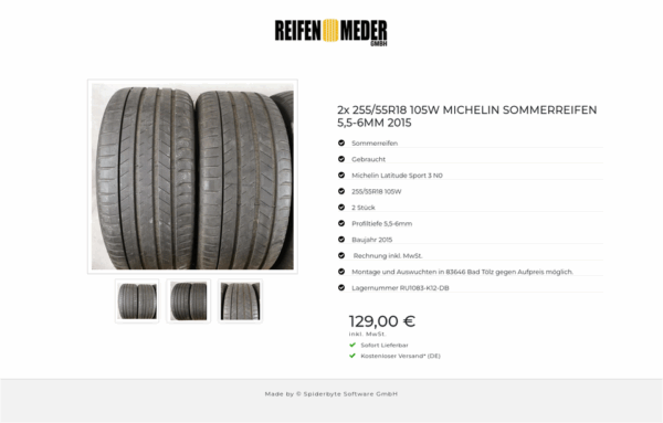 2x 255/55R18 105W MICHELIN SOMMERREIFEN 5,5-6MM 2015 #2299 – Bild 4