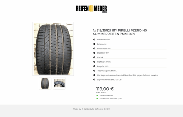 1x 315/35R21 111Y PIRELLI PZERO N0 SOMMERREIFEN 7MM 2019 #5852 – Bild 3