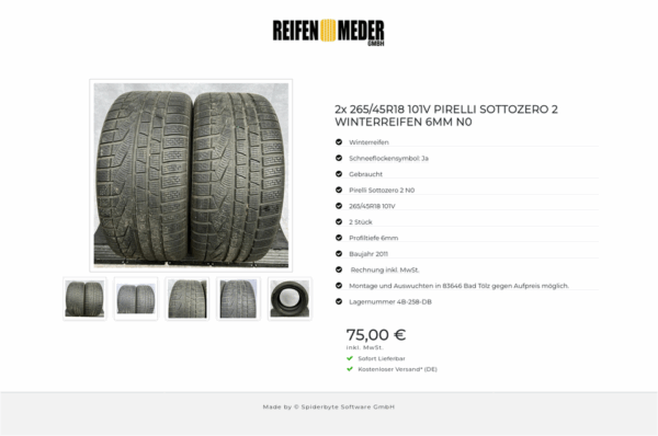 2x 265/45R18 101V PIRELLI SOTTOZERO 2 WINTERREIFEN 6MM N0 #9928 – Bild 6