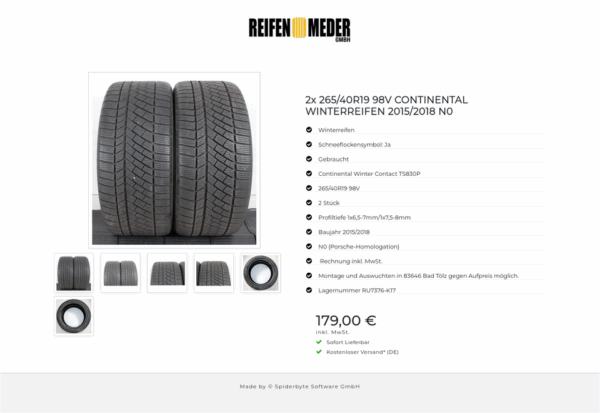 2x 265/40R19 98V CONTINENTAL WINTERREIFEN 2015/2018 N0 #1CKA – Bild 7