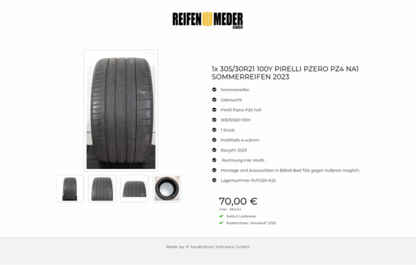 1x 305/30R21 100Y PIRELLI PZERO PZ4 NA1 SOMMERREIFEN 2023 #1V1Y – Bild 5