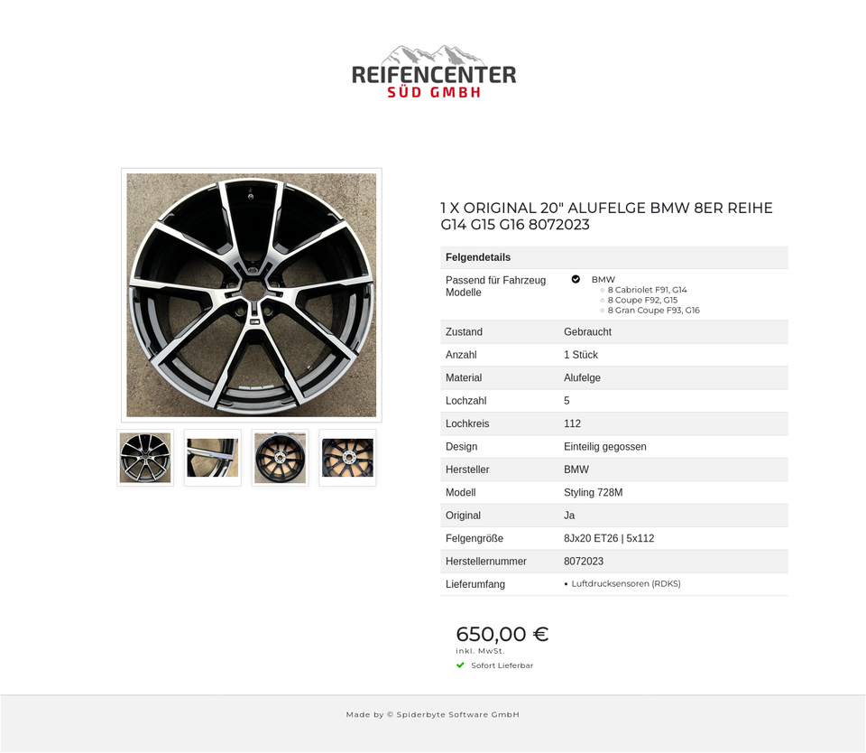 1 X ORIGINAL 20" ALUFELGE BMW 8ER REIHE G14 G15 G16 8072023 #1TVS – Bild 5