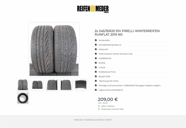 2x 245/35R20 91V PIRELLI WINTERREIFEN RUNFLAT 2015 N0 #1PTZ – Bild 7