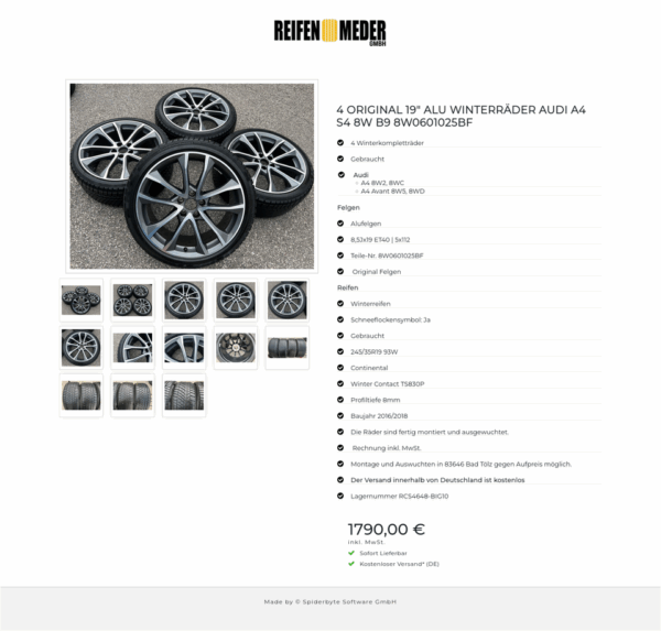 4 ORIGINAL 19" ALU WINTERRÄDER AUDI A4 S4 8W B9 8W0601025BF #1KLR – Bild 14