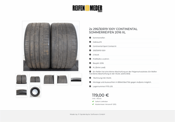 2x 295/30R19 100Y CONTINENTAL SOMMERREIFEN 2016 XL #1HNQ – Bild 8