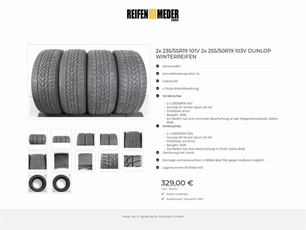2x 235/55R19 101V 2x 255/50R19 103V DUNLOP WINTERREIFEN #1U5U – Bild 13