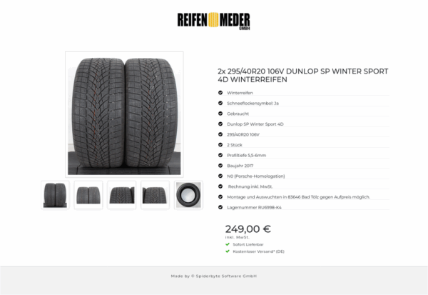 2x 295/40R20 106V DUNLOP SP WINTER SPORT 4D WINTERREIFEN #1BIQ – Bild 6