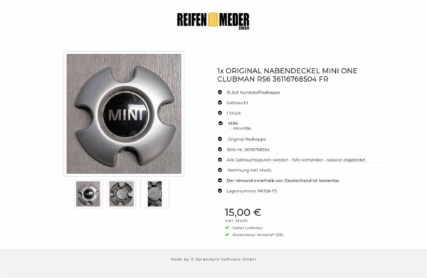 1x ORIGINAL NABENDECKEL MINI ONE CLUBMAN R56 36116768504 FR #1MLG – Bild 4