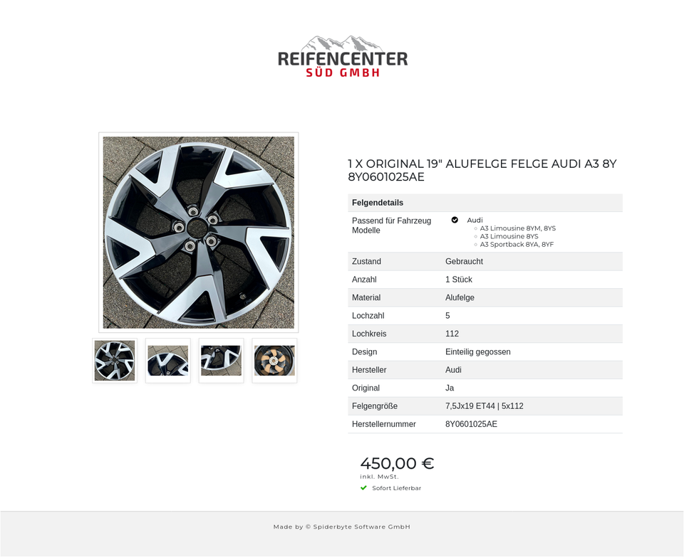 1 X ORIGINAL 19" ALUFELGE FELGE AUDI A3 8Y 8Y0601025AE #1Z7Y – Bild 5