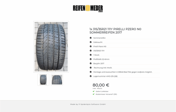 1x 315/35R21 111Y PIRELLI PZERO N0 SOMMERREIFEN 2017 #5972 – Bild 3