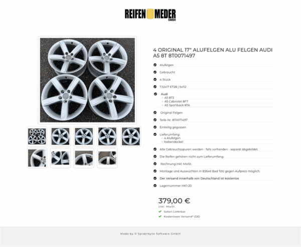4 ORIGINAL 17" ALUFELGEN ALU FELGEN AUDI A5 8T 8T0071497  #1DHO – Bild 10