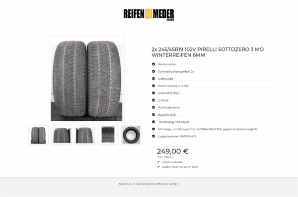 2x 245/45R19 102V PIRELLI SOTTOZERO 3 MO WINTERREIFEN 6MM #1UGB – Bild 6