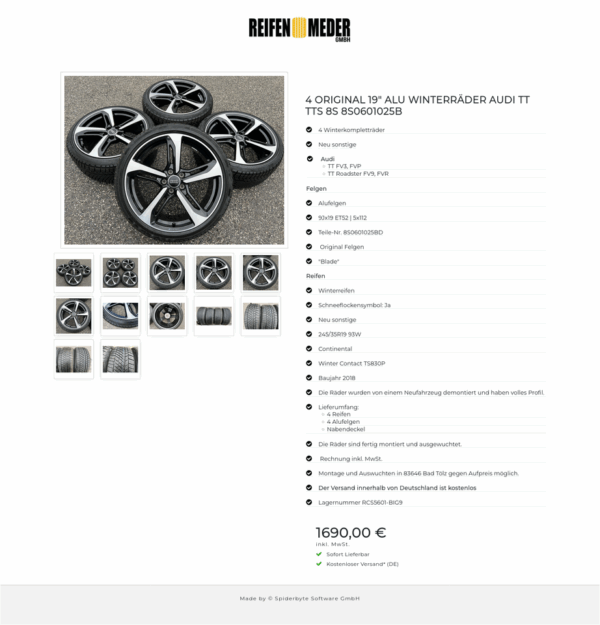 4 ORIGINAL 19" ALU WINTERRÄDER AUDI TT TTS 8S 8S0601025B #1KHX – Bild 13