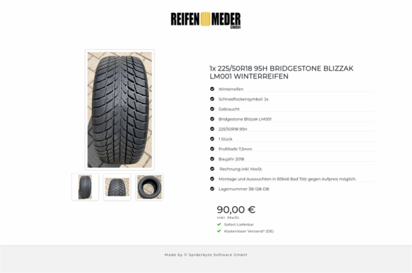 1x 225/50R18 95H BRIDGESTONE BLIZZAK LM001 WINTERREIFEN #15UQ – Bild 4