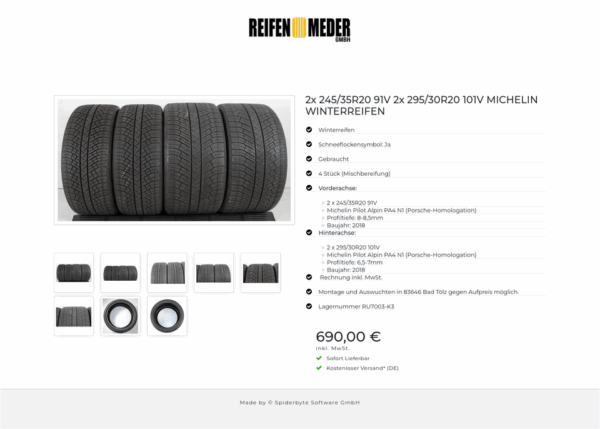 2x 245/35R20 91V 2x 295/30R20 101V MICHELIN WINTERREIFEN #1BJF – Bild 9
