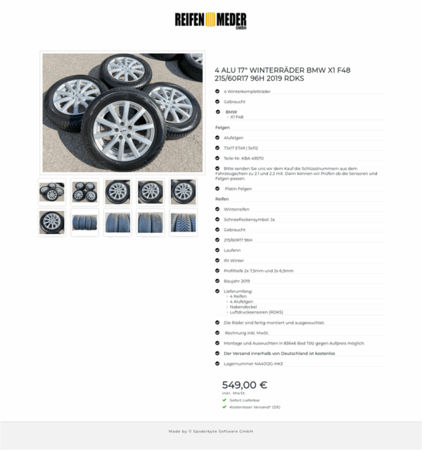 4 ALU 17" WINTERRÄDER BMW X1 F48 215/60R17 96H 2019 RDKS  #13SE – Bild 11