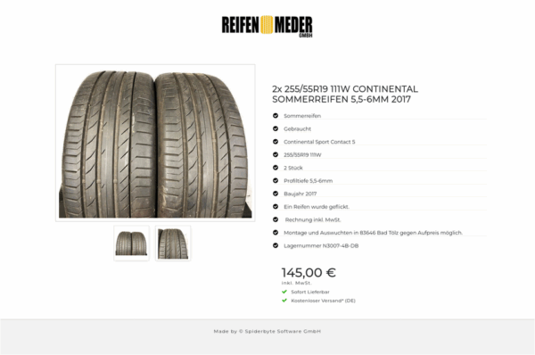 2x 255/55R19 111W CONTINENTAL SOMMERREIFEN 5,5-6MM 2017 #5273 – Bild 3