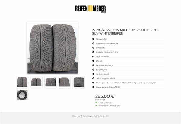 2x 285/40R21 109V MICHELIN PILOT ALPIN 5 SUV WINTERREIFEN #1PRT – Bild 7