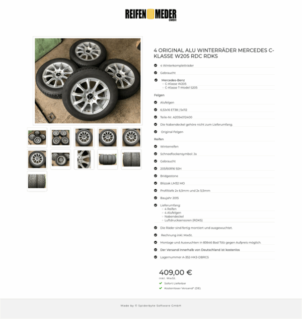 4 ORIGINAL ALU WINTERRÄDER MERCEDES C-KLASSE W205 RDC RDKS  #11IM – Bild 12