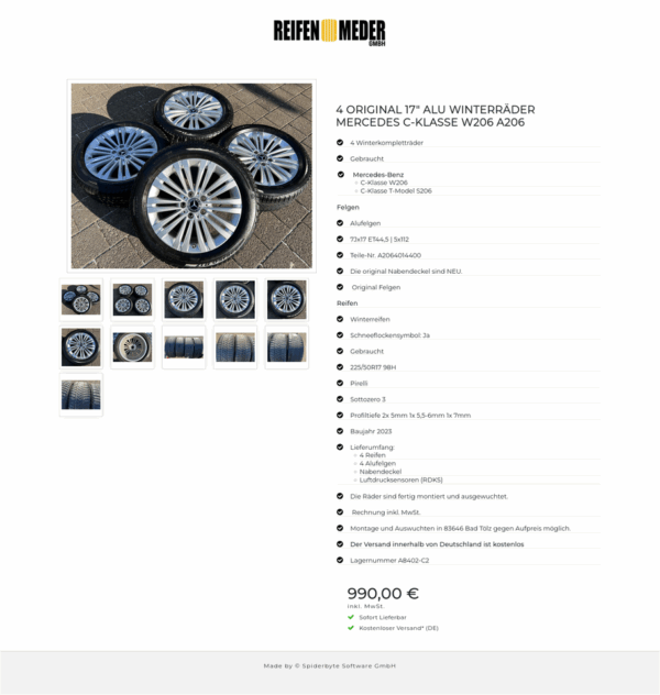4 ORIGINAL 17" ALU WINTERRÄDER MERCEDES C-KLASSE W206 A206 #1QUO – Bild 12