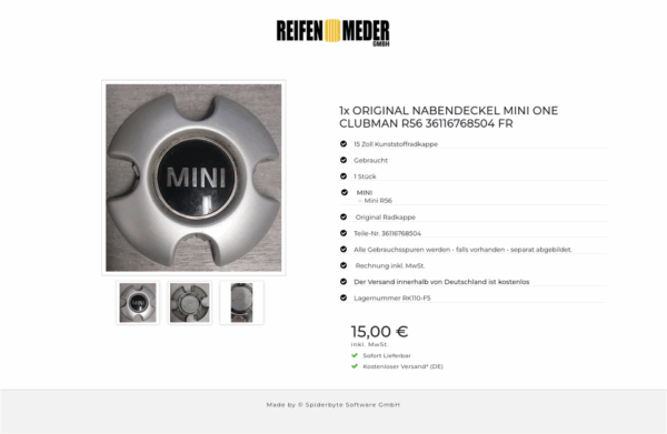 1x ORIGINAL NABENDECKEL MINI ONE CLUBMAN R56 36116768504 FR #1MMA – Bild 4