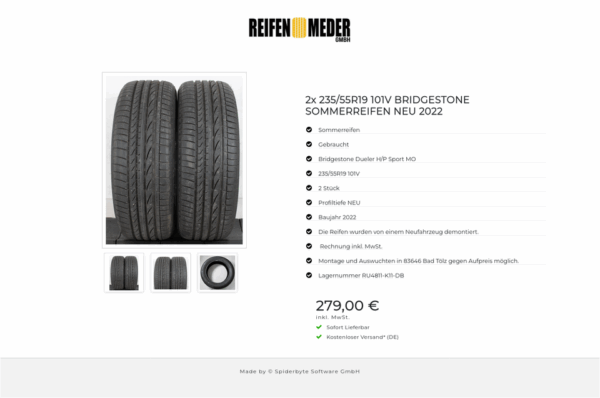 2x 235/55R19 101V BRIDGESTONE SOMMERREIFEN NEU 2022 #156N – Bild 4