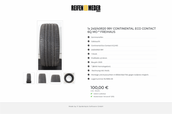 1x 245/40R20 99Y CONTINENTAL ECO CONTACT 6Q MO * FREIHAUS #201V – Bild 5