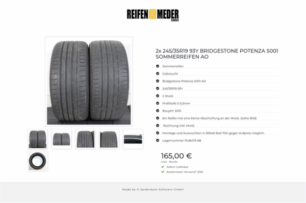 2x 245/35R19 93Y BRIDGESTONE POTENZA S001 SOMMERREIFEN AO #1HKH – Bild 7